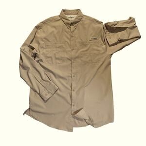 Columbia PFG tan vented outdoor activewear lightweight button shirt brown XL